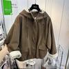 Coats for Women Winter Cotton Oversize Jacket Hooded Thickened Velvet Windbreaker Loose Casual Coat Top