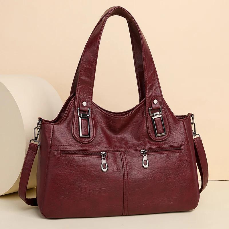 

Monochromatic Shoulder Bag With Inner Zipper Pocket For Women Soft Pu Bags High Capacity Fashionable Premium Durable