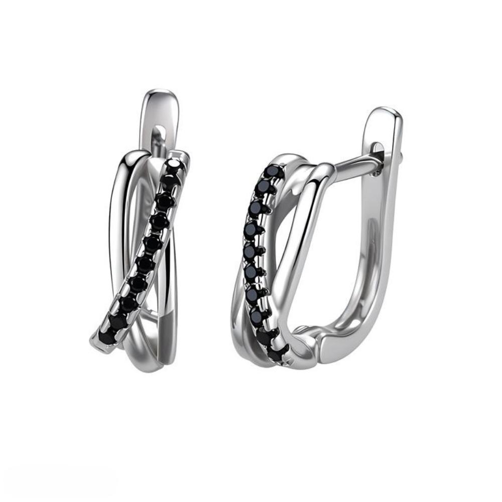 Black Awn Klassische echte Ohrringe, Schmuck, schwarzer Stein, niedliche Creolen für Frauen