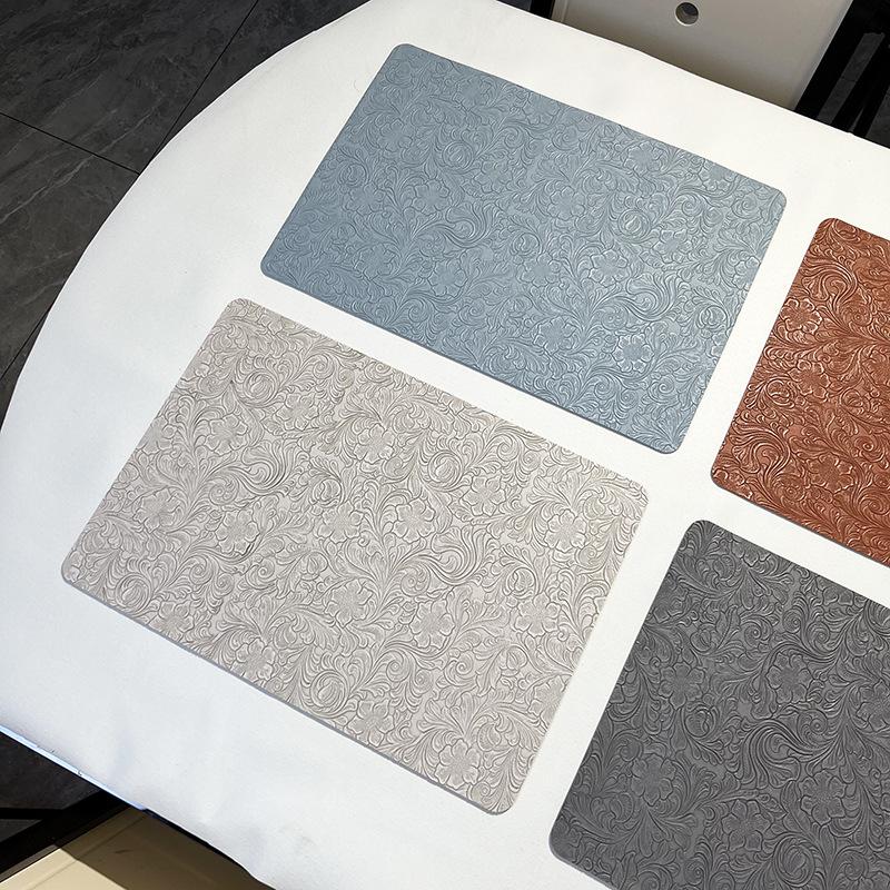 French Leather Western Dining Mat: Carved, Waterproof, Oil-proof, Heat-Resistant for Home, Hotel, Coffee Shop, and Western Restaurant Use.