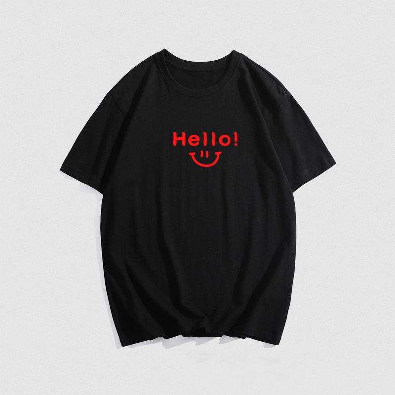 Tricou pentru bărbați de vară, bumbac, cu model cu fața zâmbitoare, imprimat, casual, unisex, cu mânecă scurtă, cu decolteu O