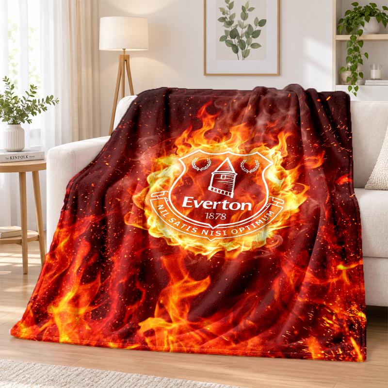 Everton Football Printed Flannel Blanket Warm Comfort Bed Throw For Indoor Home Decoration
