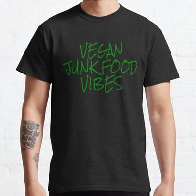 Plus Size S-3XL Vegan Junk Food Vibes Veganismus Pflanzenbasiertes bedrucktes T-Shirt Herrenoberteile Modekleidung T-Shirts