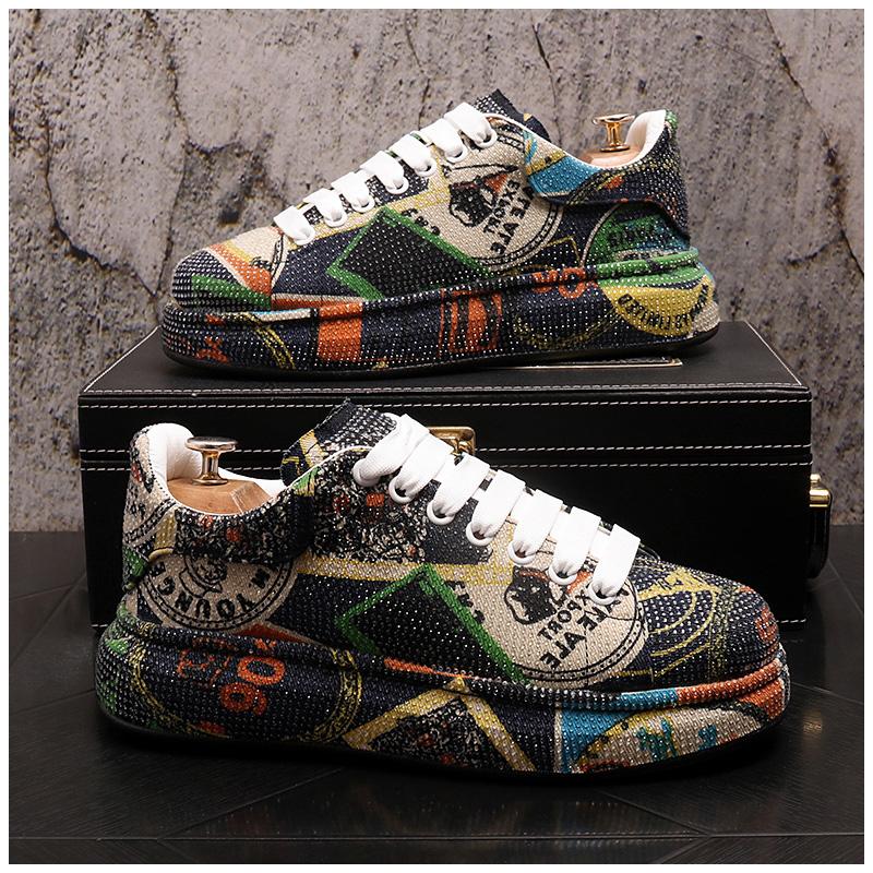 

Мода Новые Мужские Роскошные Стразы Металлическая Пластина Платформа Высокие Топы Повседневные Лоферы Мужские Рок Панк Лоферы Кеды для Скейтборда Zapatos Hombre 38