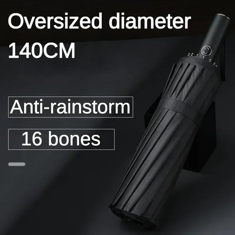140CM Large Automatic Folding Umbrella for Men, UV UPF50+ Protection, Reinforce Windproof Strong, Sun and Rain Umbrellas Parasol