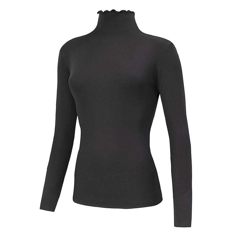 3Piece Autumn And Winter Women's Fashionable Versatile High Neck Top With Fungus Edge Comfortable And Versatile Warm T-shirt