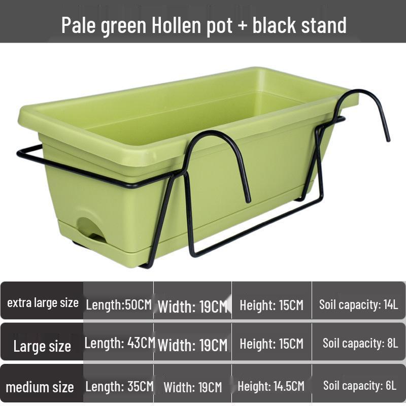 Nordischer großer rechteckiger Kunststoff-Hänge-Balkon-Blumen- & Gemüse-Topf Kasten