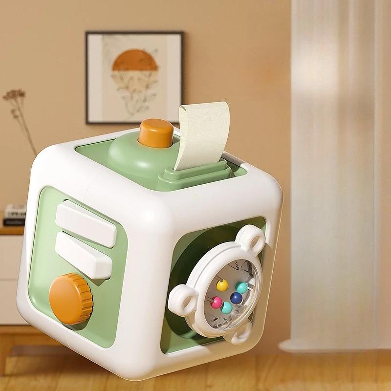 Baby Busy Board Cube Montessori Sensory Toys For Toddler Educational Learning Activities Travel Toys Lock Box Fine Motor Skills