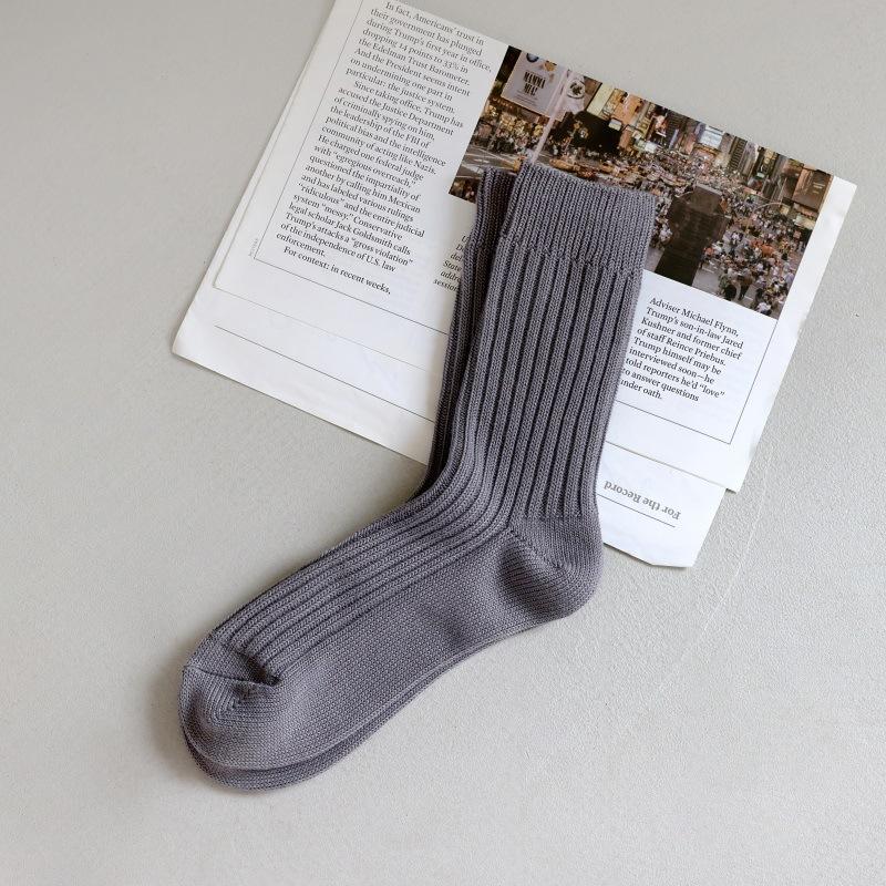 

Thick Black, White and Grey Striped Work Clothes with Thick Lines and Thickened Mid-tube Stack Socks 1 pair сірий колір