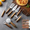 Acacia Wood Kitchen Gadget Set: Peeler, Can Opener, Egg Beater, Pizza Cutter, Cheese Shovel
