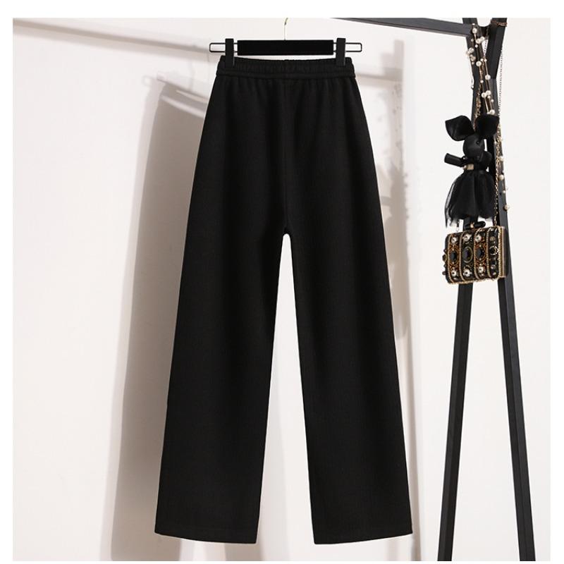 DIMANAF Plus Size Women Long Pants Thick Knitted Loose Casual Elastic Waist Lady Winter Autumn 2025
