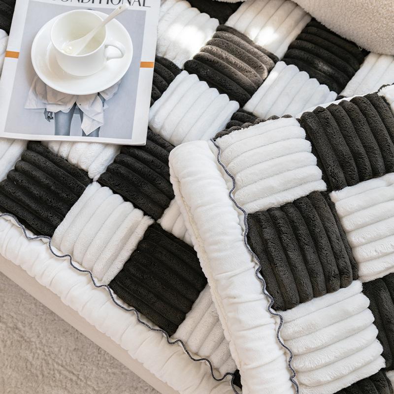 Plush Square Ins Wind Steamed Bread Pad, Solid Wood Handmade Sofa Cushion, Leather Seat Cushion, Universal In All Seasons, Non-Slip, Thickened Nordic