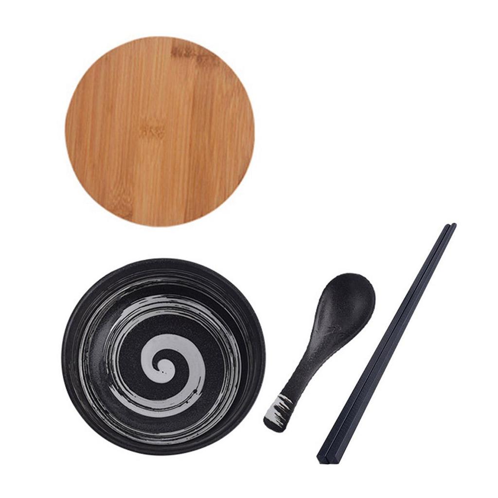 Ceramic Ramen Bowl Set Reusable Kitchen Bowl Japanese-Style Large Bowl Salad Bowl Cereal Bowl Picnic Bowl Instant Noodle Bowl for Soups Porridge