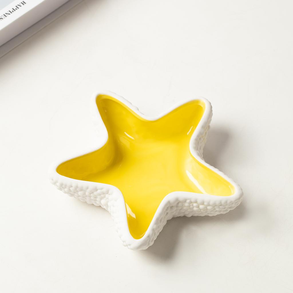 Ceramic Starfish Jewelry Dish Tray, Ring Trinket Holder, Ocean Style, Earrings, Candy Storage Plate, Table Decoration Supplies