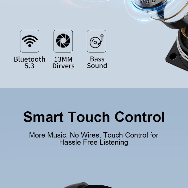 Cuffie Wireless In-ear con Display Digitale Integrato, Riduzione del Rumore, Autonomia Ultralunga, Semplici ed Eleganti, Cuffie Bluetooth