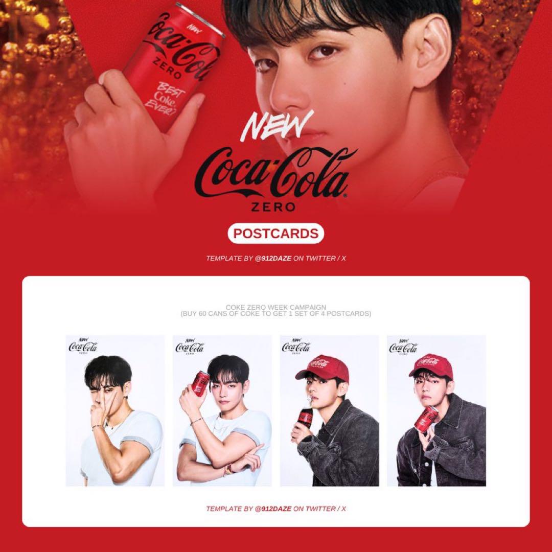 

[Б/У] Официальная эксклюзивная корейская открытка Coca-Cola Zero BTS V Тэхён
