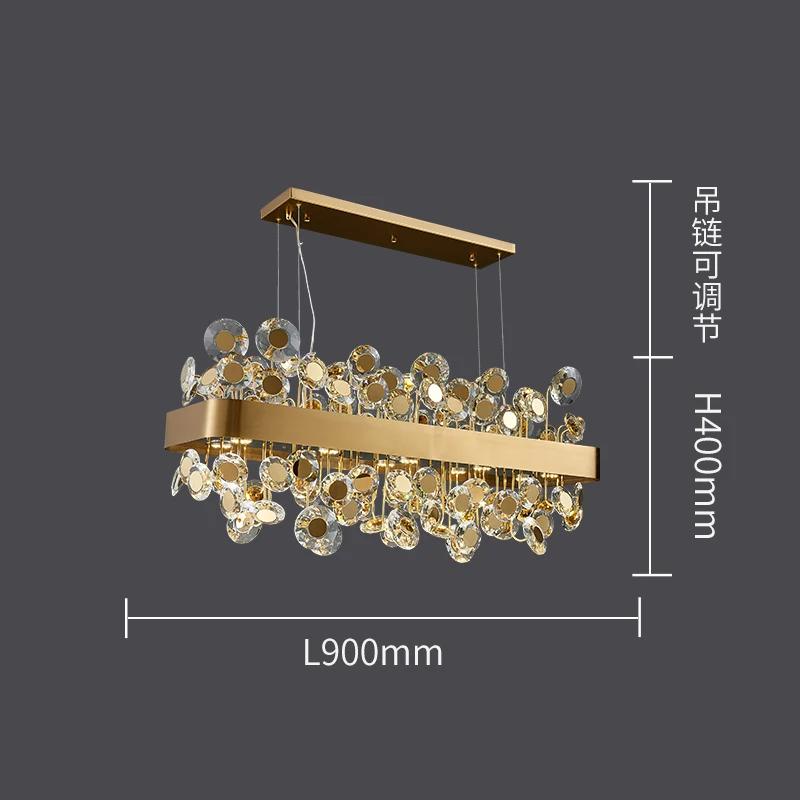 Crystal Rectangle Led Chandelier Lighting Gold Kitchen Island Pendant Lights Indoor Livng Room Hanging Lamp Bedroom Decor Lustre