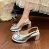 Coarse heel bag head single shoes women's summer new with skirt bow high heel fashion sandals