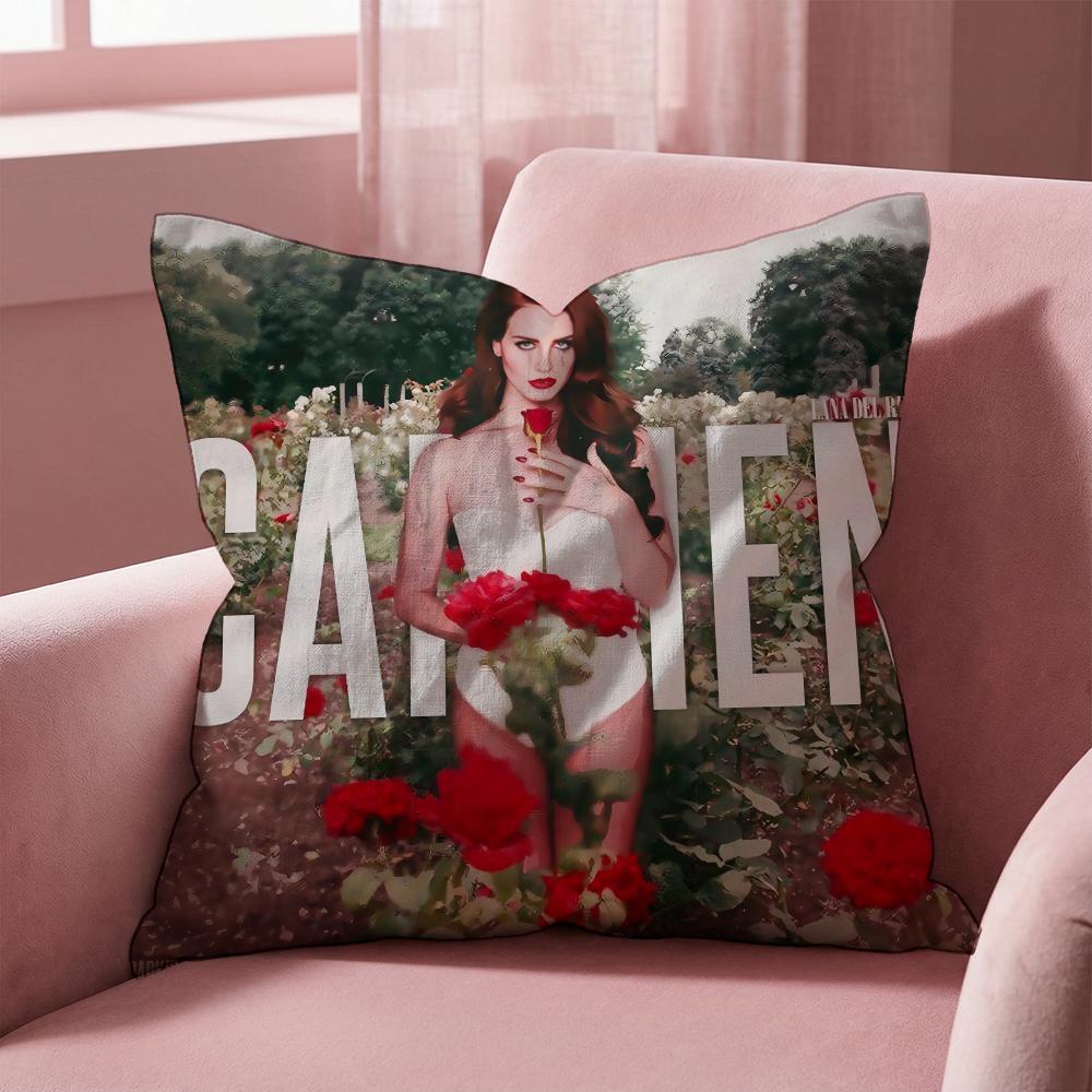 Singer L-Lana Del Rey Cushion Cover Multi-Scene Pillow Cover for Home & Car - Reversible, Soft & Durable for Daily Use
