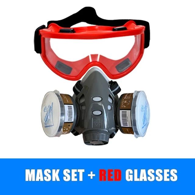 Half Face Gas Dust Industrial Mask Carbon Filtering Cartridge Wide Vision Safety Goggles Spraying Painting Work Safe Protective