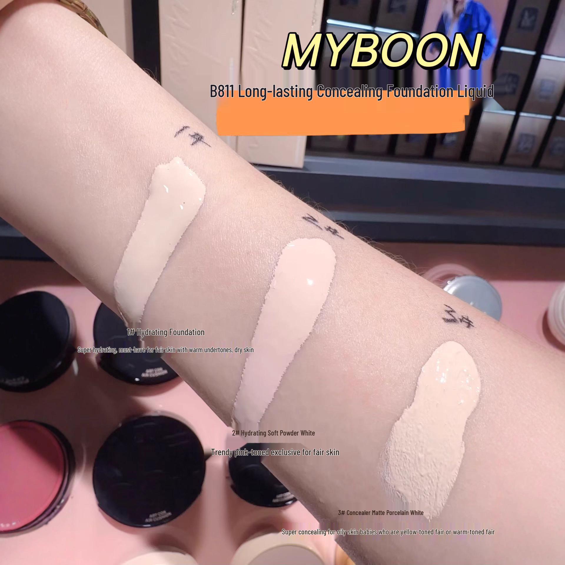 MYBOON Long-lasting Lightweight Waterproof Foundation - Skin-Fitting, Brightening & Hydrating 1# Hydrating Ivory White