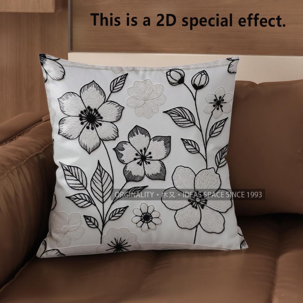2D Floral Embossed Pattern Digital Printed Pillow Covers Pattern Cushion Cover Suitable For Sofa Bedroom Car Pillow Cover