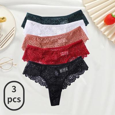 3 stück Lot frauen Sexy Spitze Höschen Spitze Thongs Dessous Dessous Frau Entworfen Tangas Große Größe
