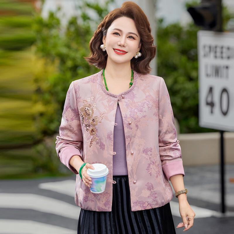 YUZHAOLIN New Chinese Style Floral Jacket for Middle-Aged Women