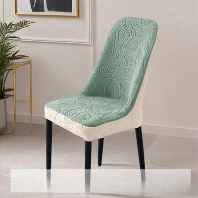 Latest High-end Jacquard Color-blocking Curved Chair Cover Elastic Universal Thickened Dining Chair Cover Stool Cover