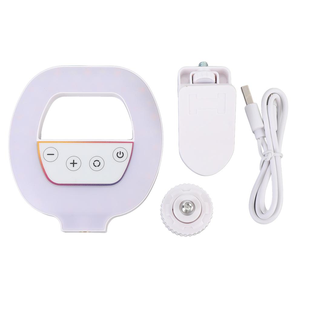 RGB Video Light with Clip 3 Color Temperature 5 Brightness Settings Rechargeable 2700-6500K CRI Ra95