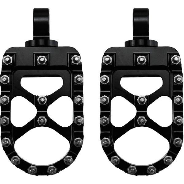 HDBUBALUS CNC Wide Footpegs Offroad 360° Roating Foot Pegs Fit for Harley Dyna Fatboy Street Bob Wide Glide Sportster Bobber Chopper Black