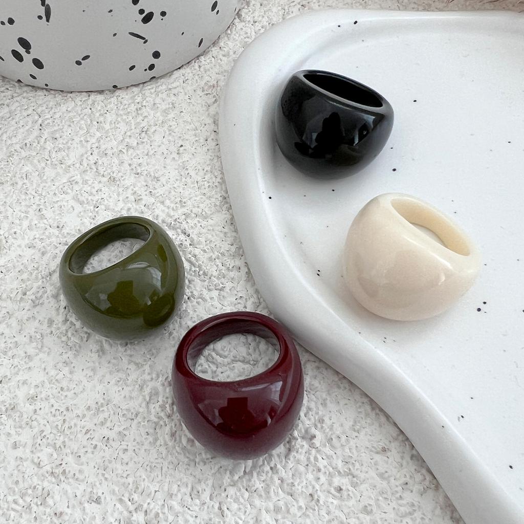 SHIXIN 4 Styles Vintage Chunky Resin Acrylic Large Wide Rings for Women Punk Smooth Surface Geometry Irregular Knuckle Ring New