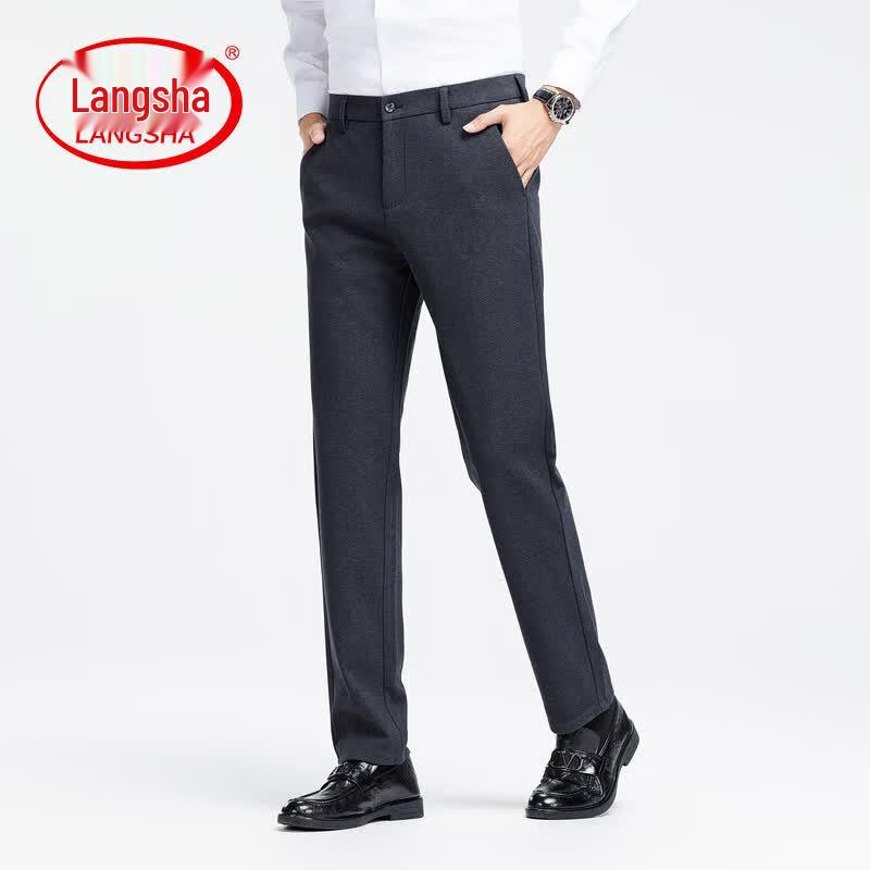 LANGSHA Men's Business Casual Straight Pants