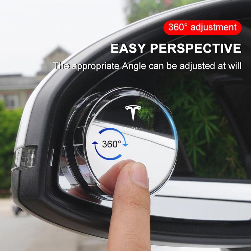 2Pcs Adjustable 360 Degree Car Blind Spot Rear View Mirror Angle For Tesla Model 3 Model X S 2016-2023 Model Y Decals TM3 TMX