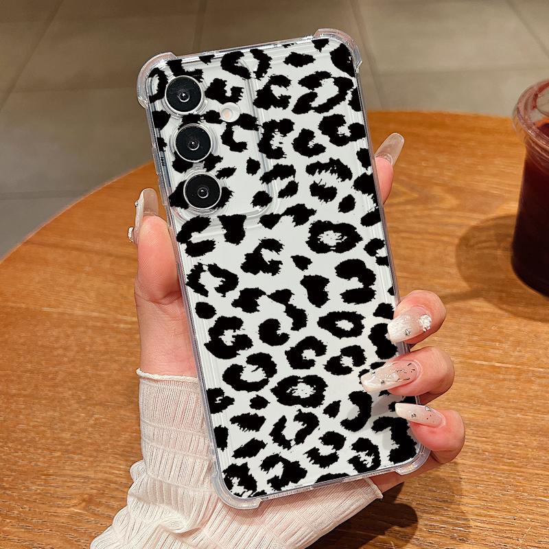 Leopard Print Patterned Phone Case For Samsung Galaxy S26 S25 S24 S23 Ultra S22 Plus S21 S24 S25 FE Clear Shockproof Soft Cover