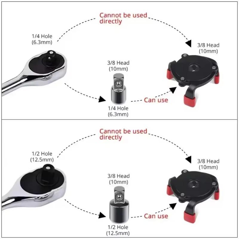 One Way Oil Filter Three Jaw Wrench Tool With Anti-skid Edging Oil Core Removal Ball Head Filter Wrench Car Trucks Repair Tools