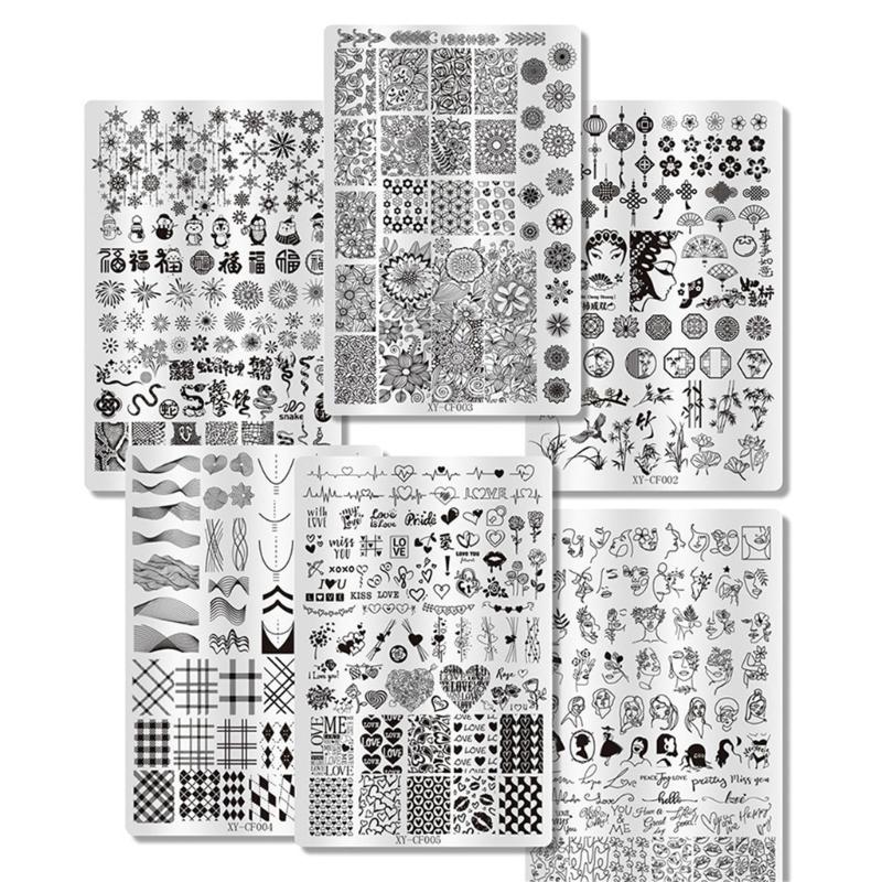 Nail Stamp Plate Nail Art Templates Heart Flower Nail Art Plates for DIY Nail Art Decorations Nails Art Stamping Plates