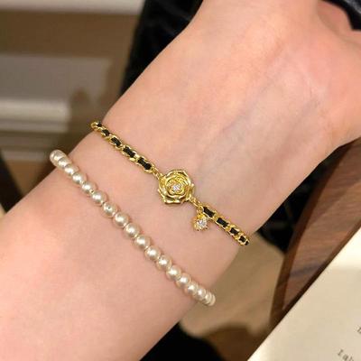 Charm Rose Flower Bracelets for Women Vintage Palace Style Light Luxury Bracelet Wedding Party Romantic