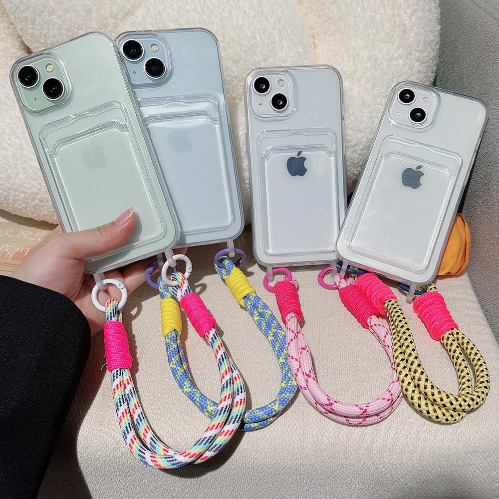 Lanyard Card Holder Phone Case For iPhone 16 Pro Max Funda iPhone 11 15 13 14 12 XR X Xs 7 8 Plus SE 6 15pro 13pro Silicon Cover