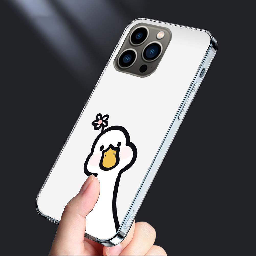 Cute Cartoon Duck Phone Case For Iphone 16E 15 Pro 14 Plus 17E 16 17 Pro Max Air 11 12 13 Mini Shockproof Capa Cute Cover TPU