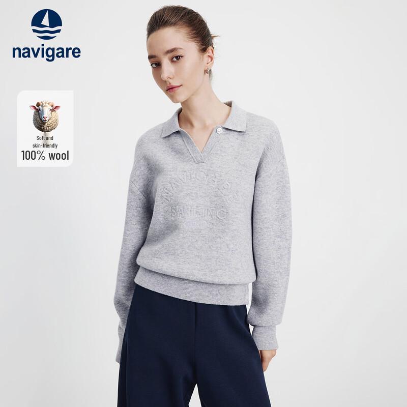 

Navigare Women s 100% Wool Loose-Fit V-Neck Sweater L