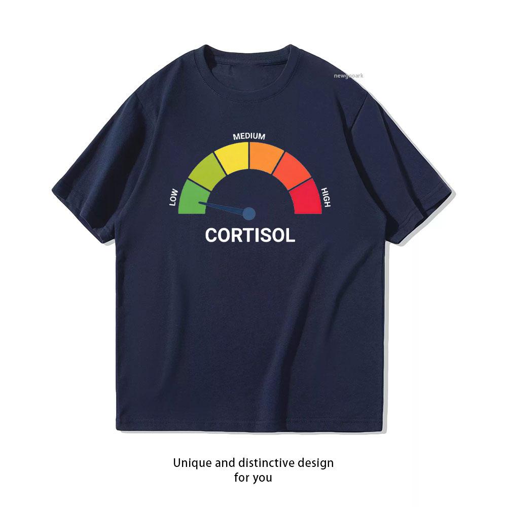 Low Cortisol Chill Nonchalant No Stress Hilarious Funny Meme Tshirt Women Unisex Casual Cotton Graphic T Shirts Adult Outdoors