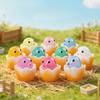 12 st Mini Trasig Ägg Kyckling Figur Lyser i Mörkret Miniatyr Tecknad Ägg Kyckling Harts Staty Skulptur Hem Kontor Bil Prydnad Dekoration