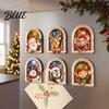 Natural Wood Holiday Accents Arch Wooden Christmas Fridge Magnet Set, Window Frame Festive Metal Cabinet Magnets Magnetic Decor for Refrigerator
