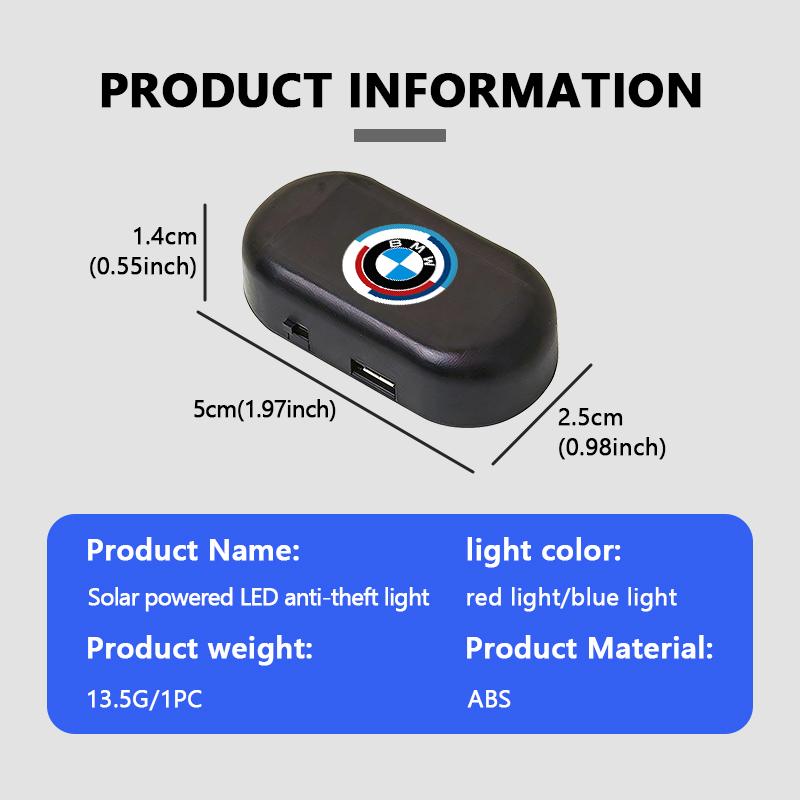 LED Solar Power Car Warning Night Anti-Theft Caution Lamp Flashing For BMW M3 M5 E36 E39 E46 E60 E61 E64 E70 E71 E80 E85 E87 E90 JKQDU1