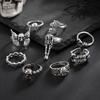 Vintage Halloween Skull Ring for Men Hip Hop Personality Punk Style Ring Set Men's Jewelry