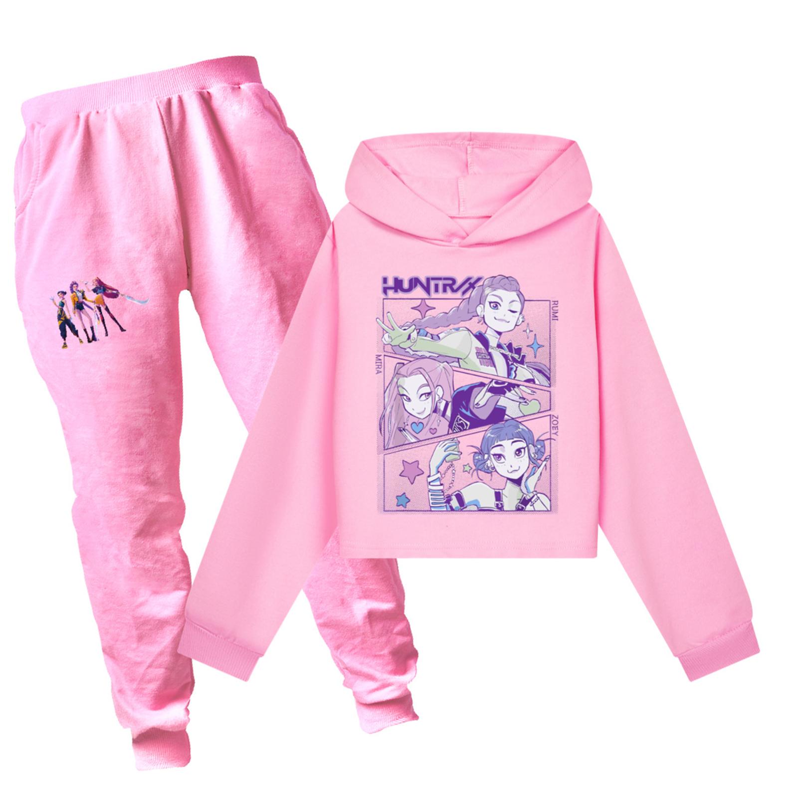 

Детский худи и брюки, двухпредметный спортивный костюм, комплект одежды с длинным рукавом и принтом 170 розовый