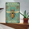 Vintage Metal Sign Bee Kind Wall Decor, Rustic Kitchen Tin Poster