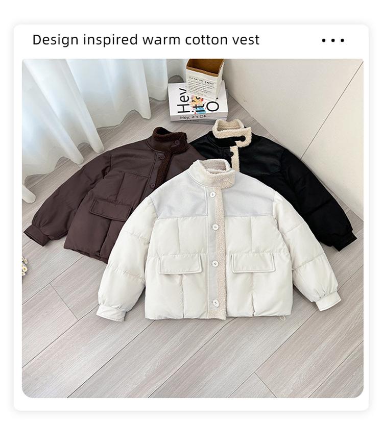 Lamb wool splicing down cotton clothes women's short winter new small cotton clothes super good-looking padded jacket