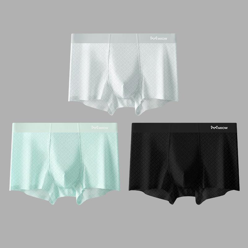 

3 шт. Мужское ледяное шелковое нижнее белье Бесшовное сетчатое тонкое нижнее белье Дышащие мужские трусы с плоским углом Боксеры-брифы 4XL